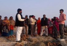 BJP leader Ashok Verma, who came to take stock of illegal constructions in Behind Kala Gram Panchayat